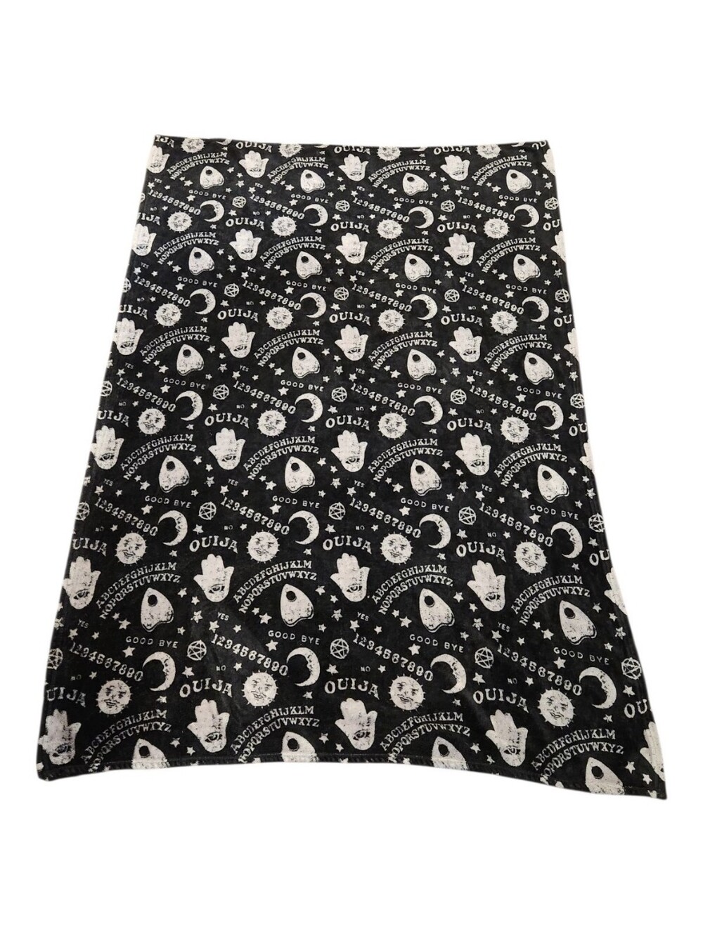 Black and White Velvet Plush Ouija Print Blanket